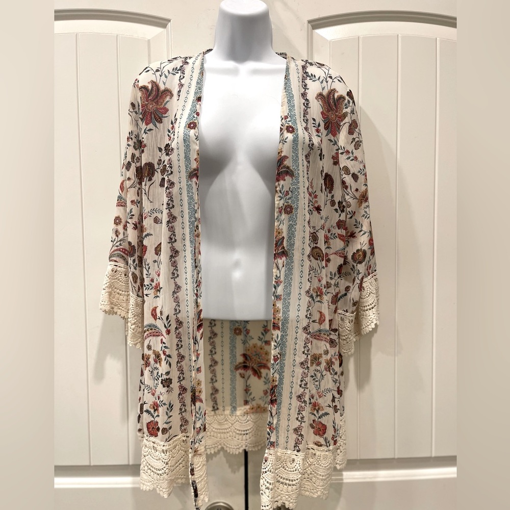 Sheer cover with lace trim
